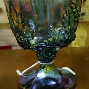 India blue vintage carnival glass  sugar bowl no lid